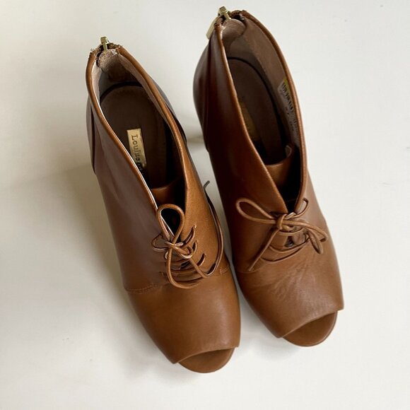 Louise et Cie Rare Chestnut Vernonia Vamp Open Toe Heeled Bootie Womens Size 6M - Picture 5 of 6